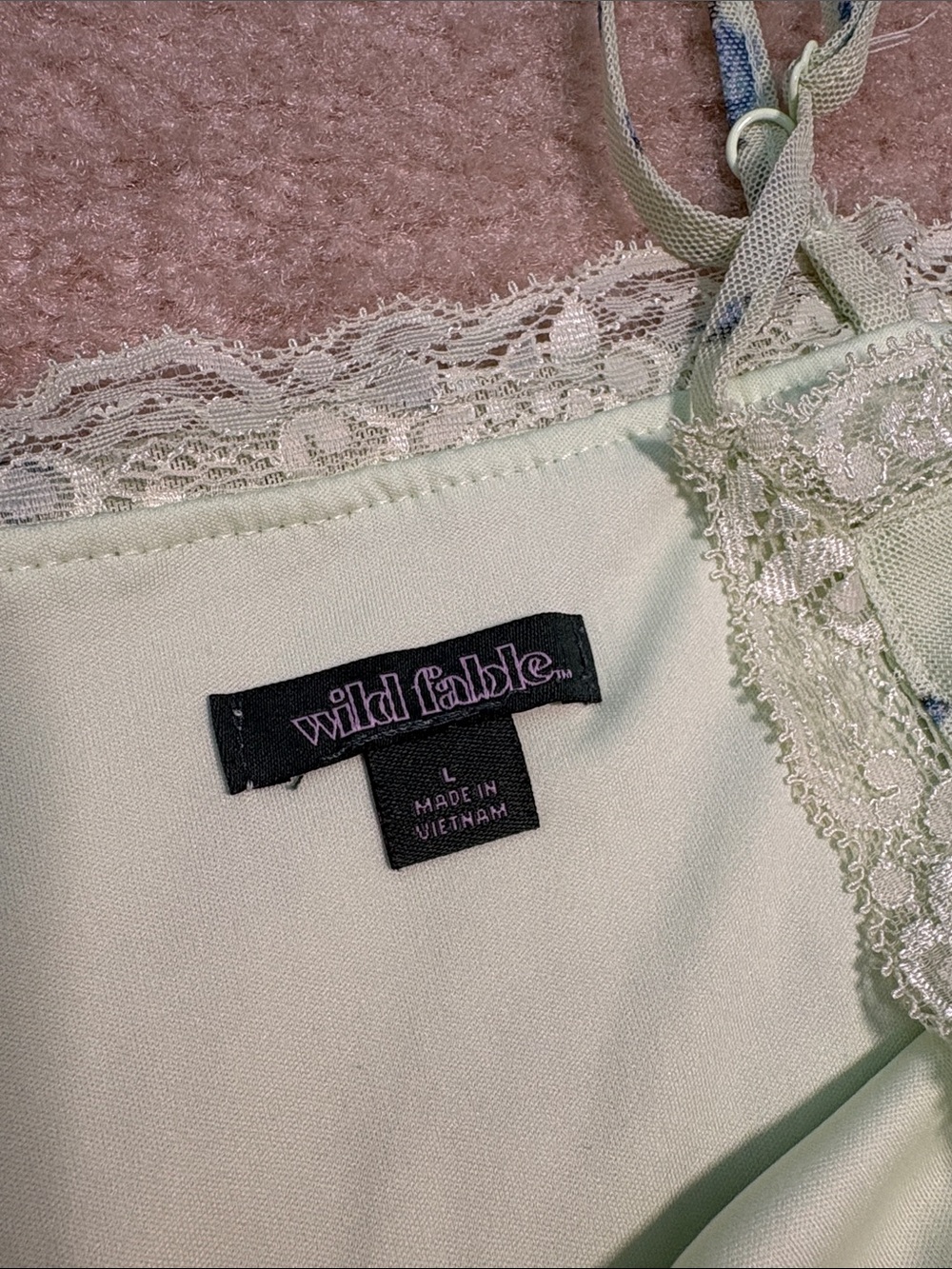 Wild Fable Women's Green Floral Slip Dress with Blue Rose Print - Picture 2 of 7